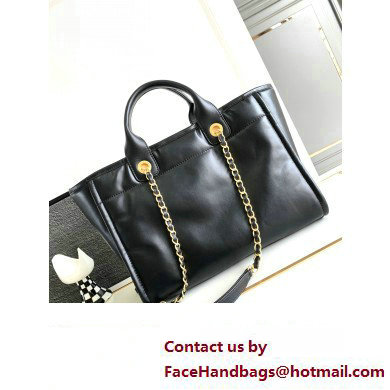 Chanel Calfskin  &  Gold-Tone Metal Small Shopping Tote Bag AS3257 Black 2024